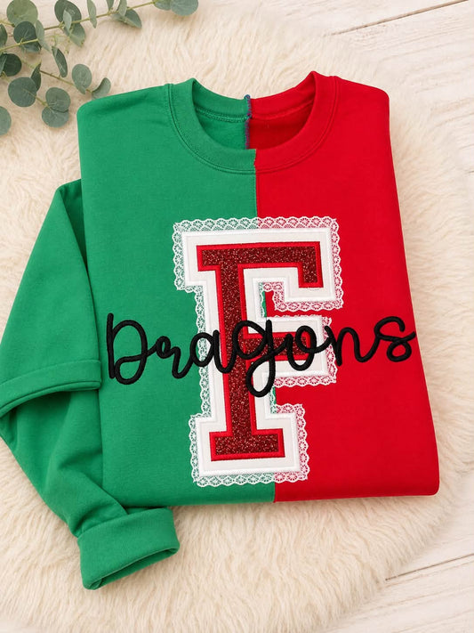 Fulton Dragons Split Crewneck
