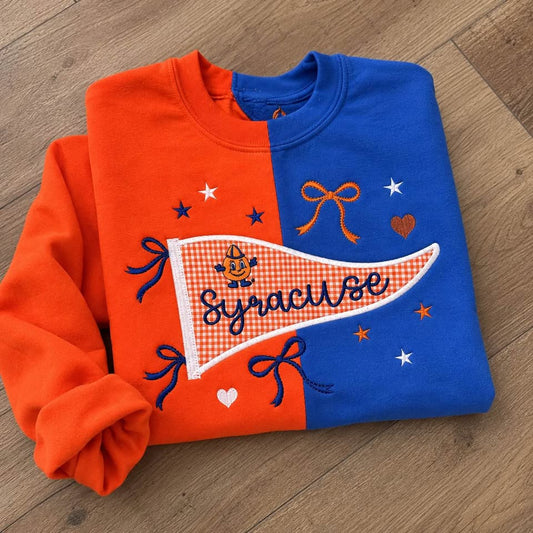 Syracuse Pennant Split Color Crewneck