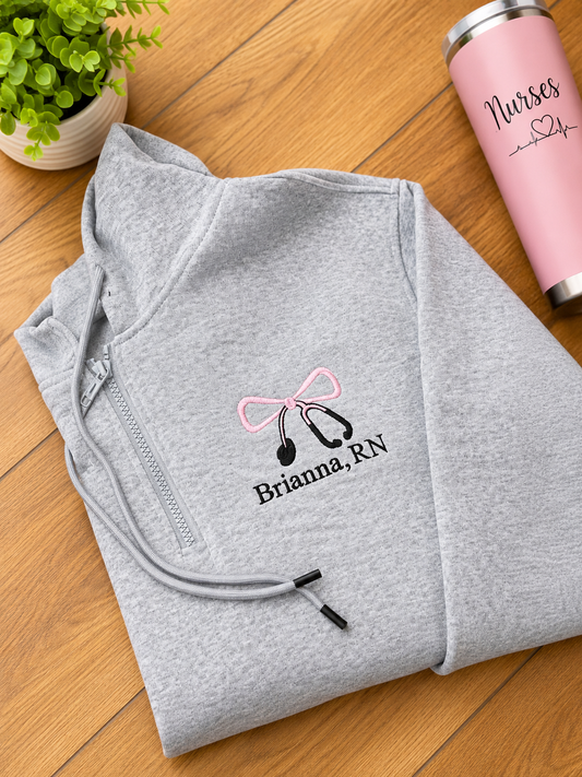 Nurses Embroidered Hooded Quarter-Zip