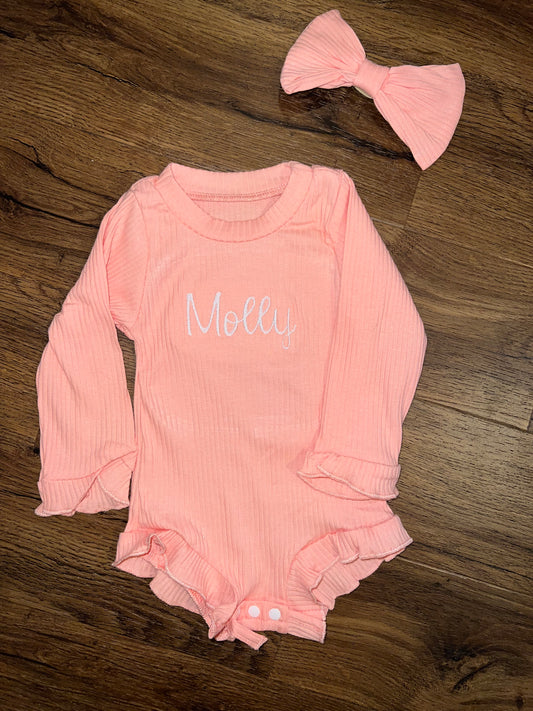 Baby Name Onesie with Bow
