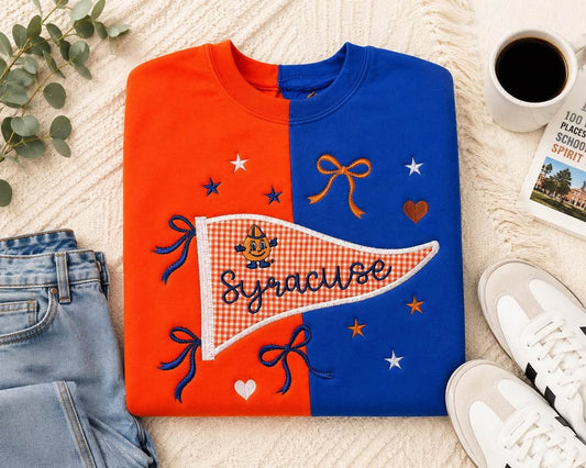 Syracuse Pennant Split Color Crewneck