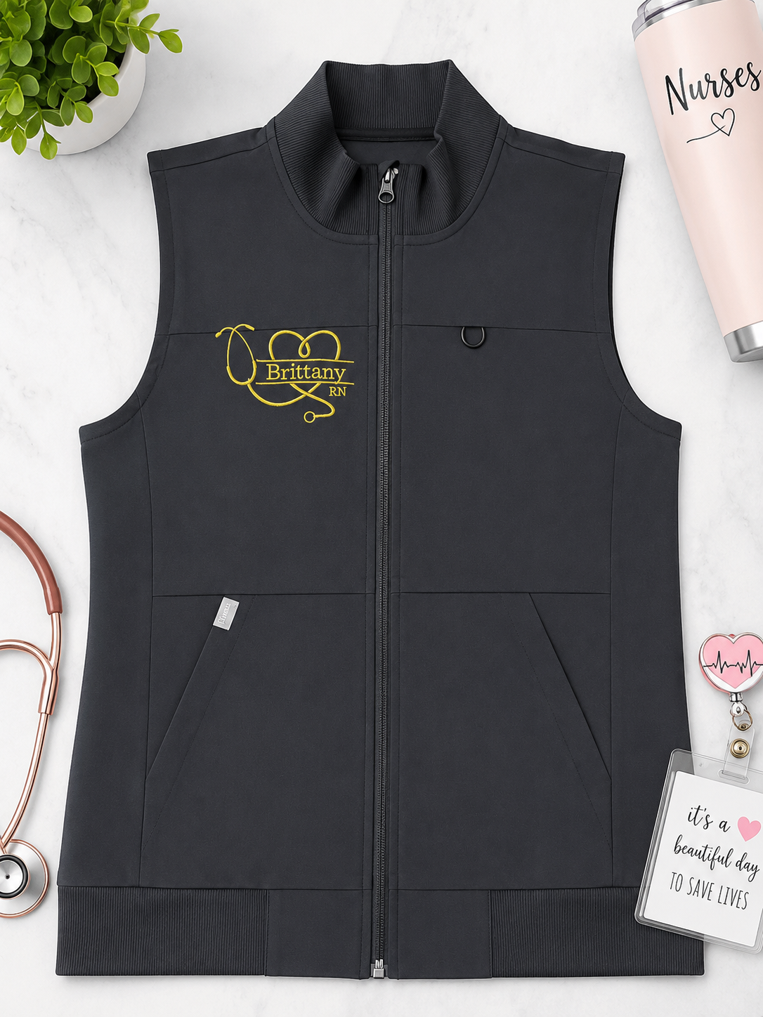 Personalized Embroidered Scrub Vest