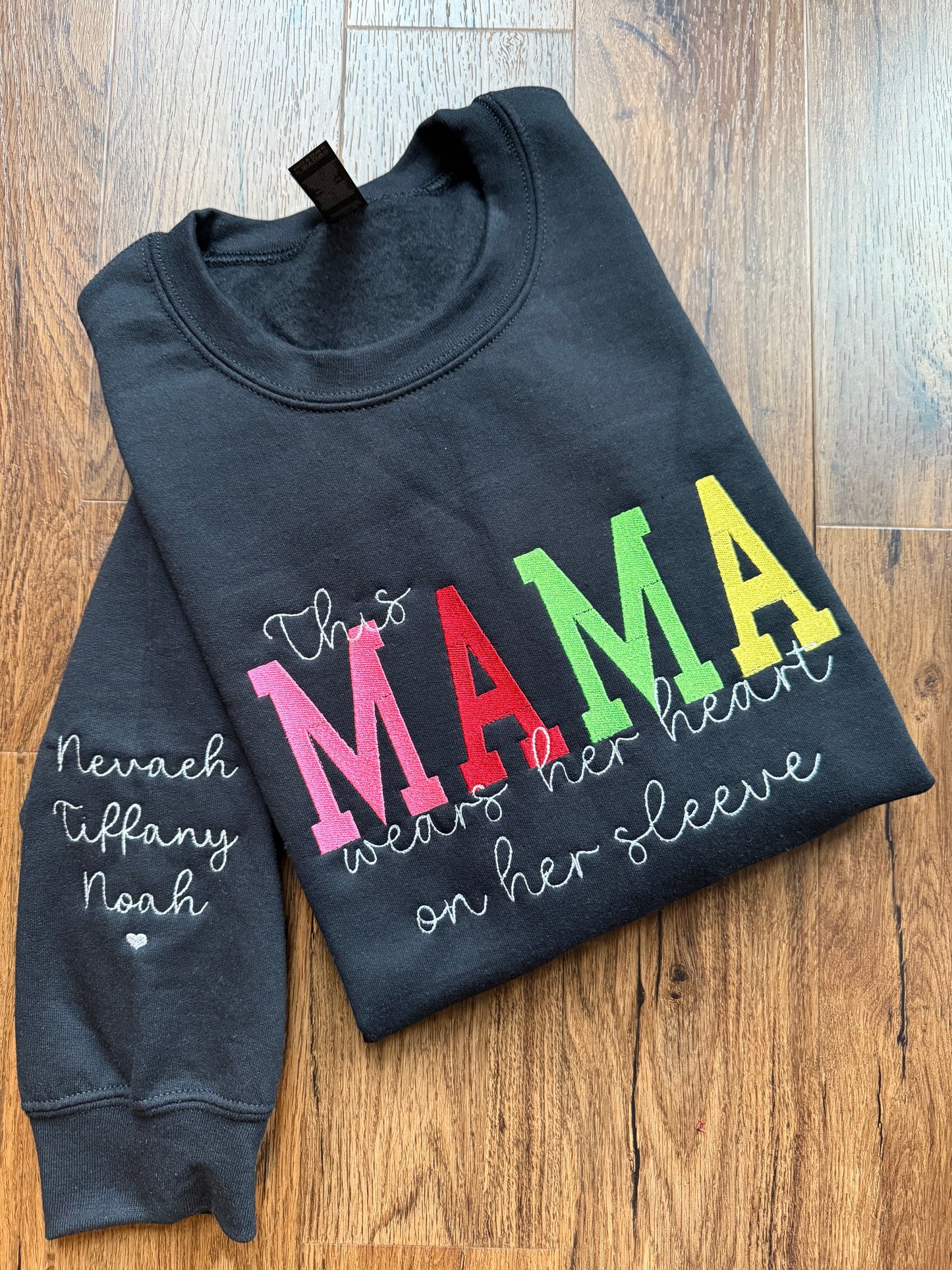 This MAMA Wears Her Heart on Her Sleeve Crewneck