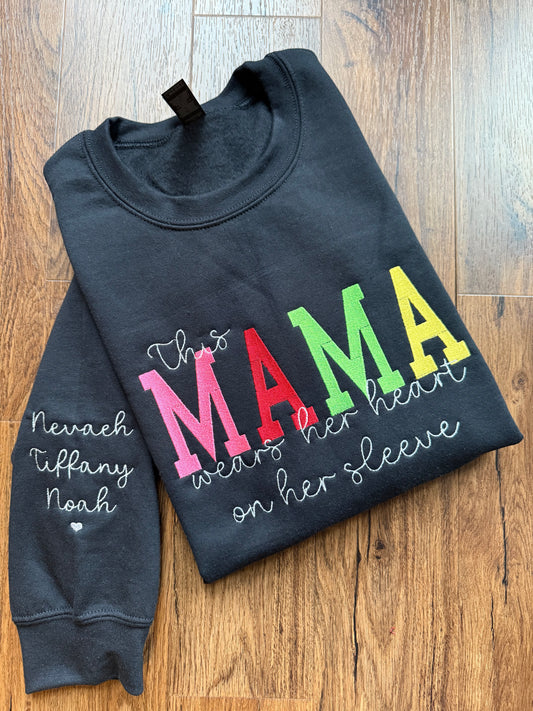 This MAMA Wears Her Heart on Her Sleeve Crewneck